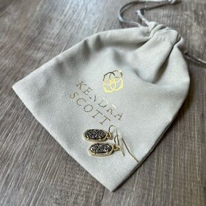 Kendra Scott Lee Gold Drop Earrings in Platinum Drusy